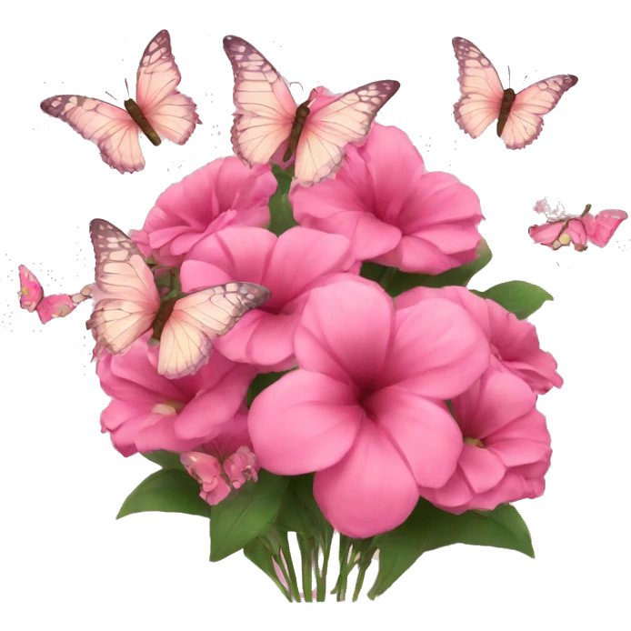 pink bouquet with butterflies emoji