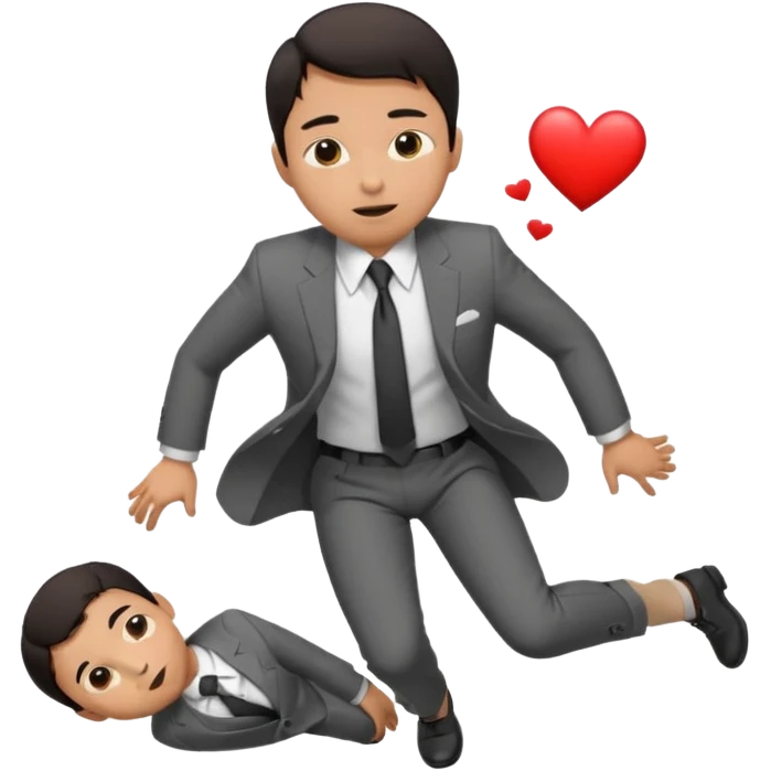asian man with heart eyes slip and fall on sidewalk  emoji