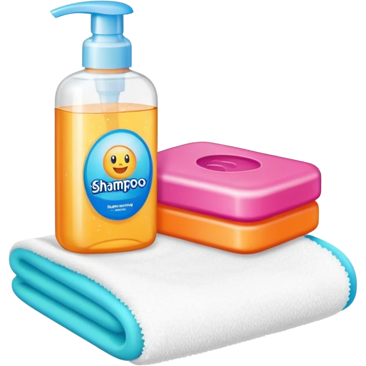 Soap, washcloth and kids shampoo emoji