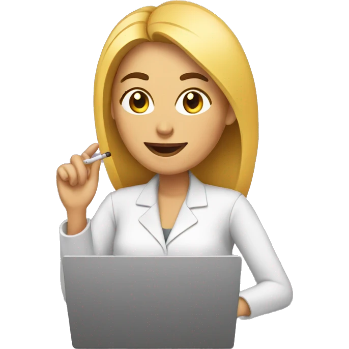 mujer con smokingen computador emoji