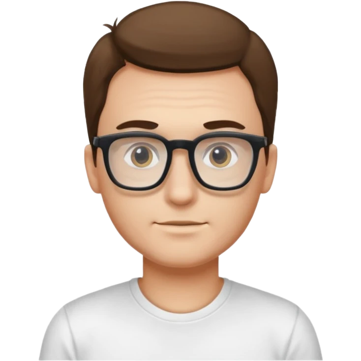 a man, wearing white t-shirt and square glasses emoji