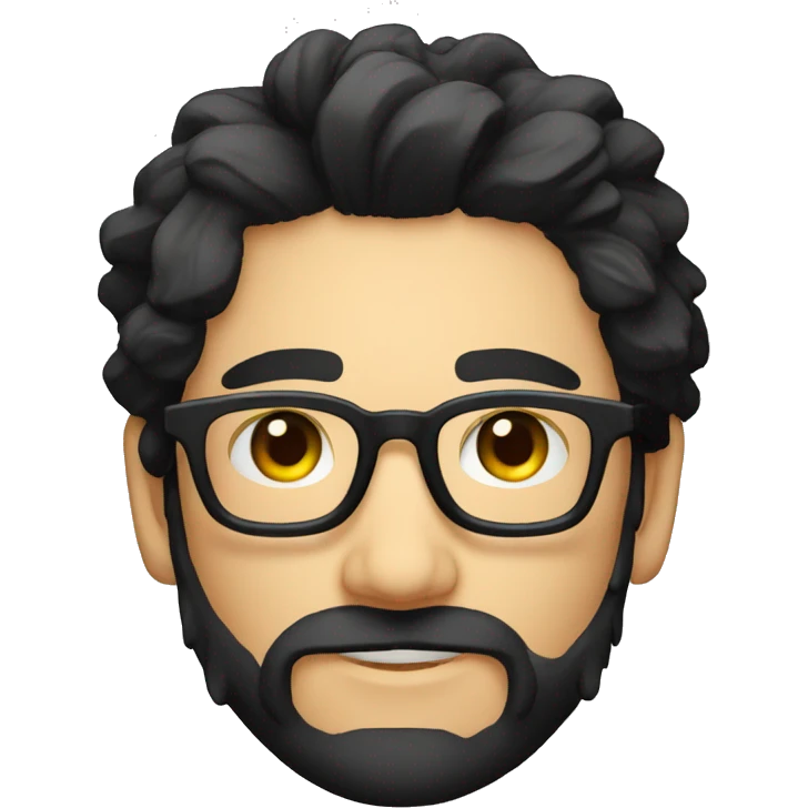 Streamer with long black hair, short black beard and glasses, neon colors emoji