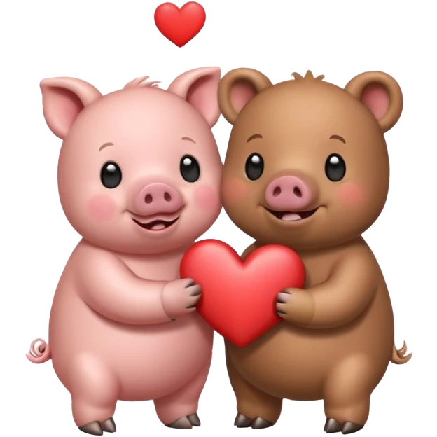 pig and bear with heart emoji