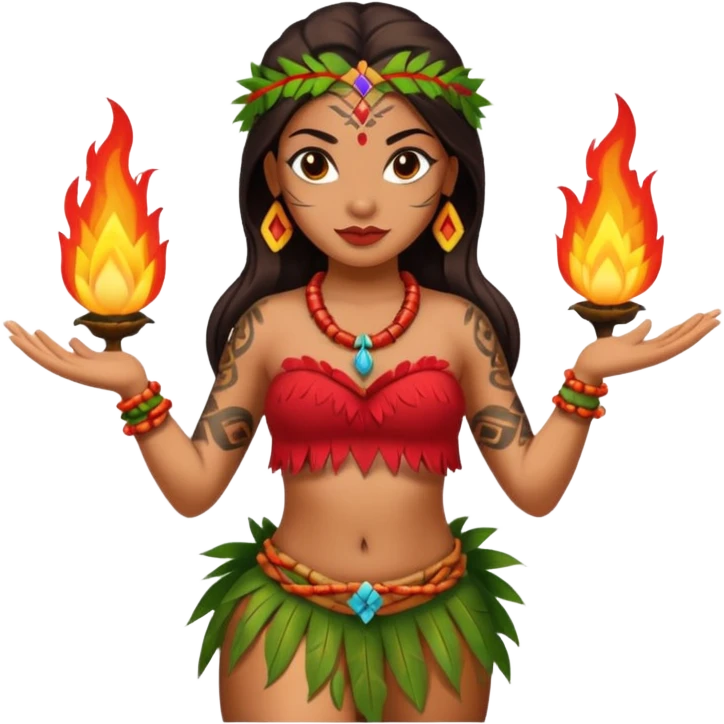 hawaiian female fire dancer with tattoos emoji