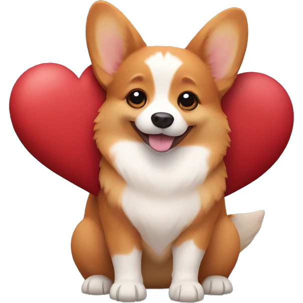 red corgi holding a brown heart in its paws emoji