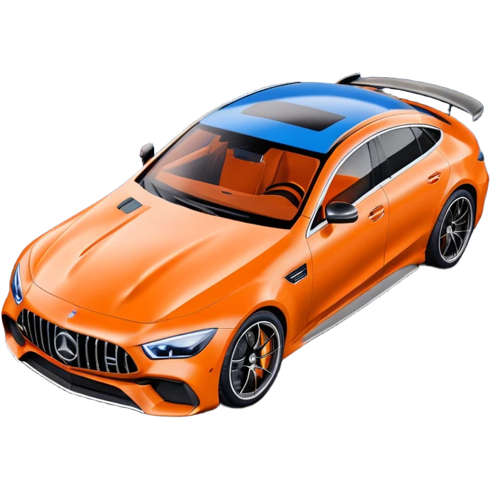 Mercedes amg gt 63 orange colour From top angle light coming from back and creating rimlight with blue colour on object emoji