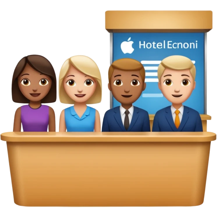 some people standing at near hotel reception emoji