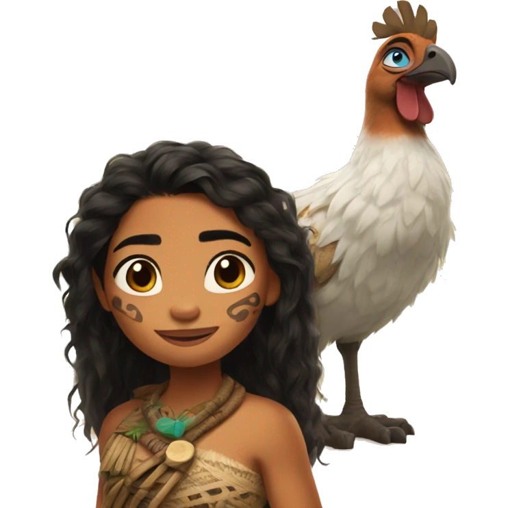 Moana with heihei emoji