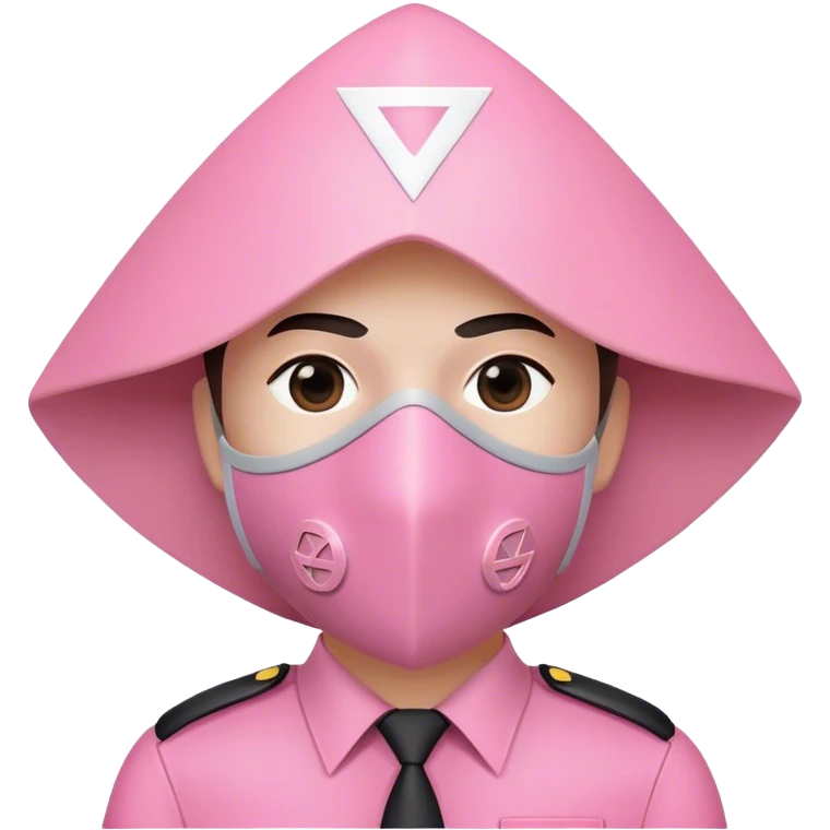 Pink security guard, faceless, triangle symbol on mask emoji