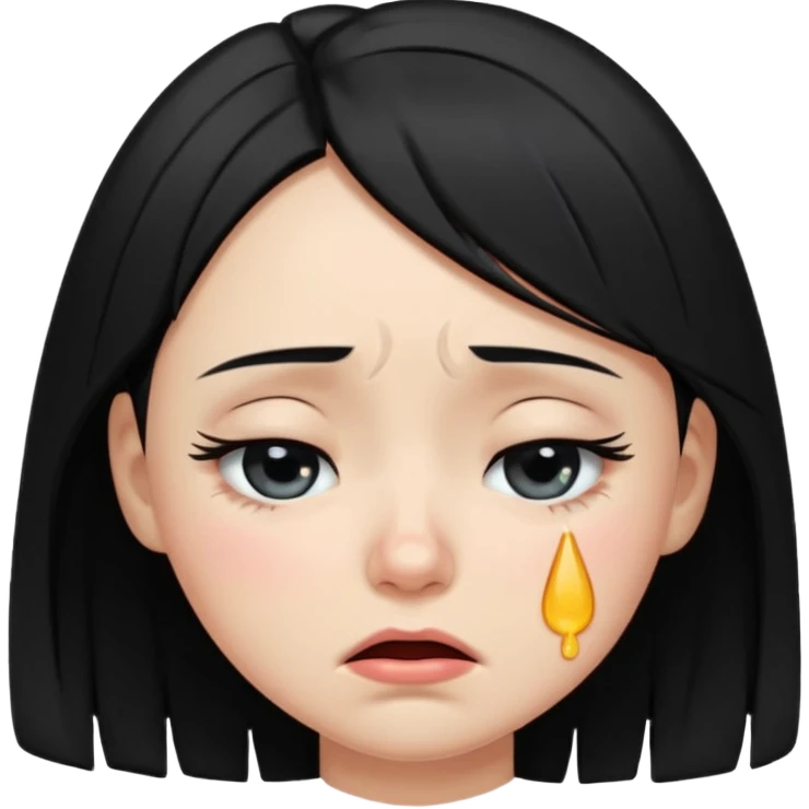 eye closed crying girl with black hair  emoji
