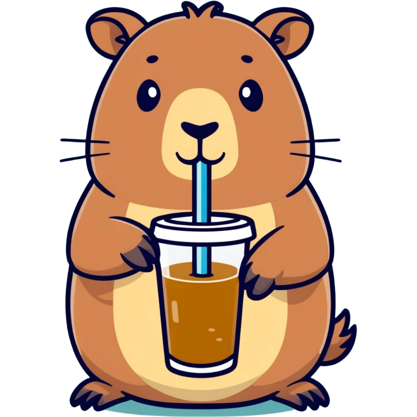 Capibara, drinking boba emoji