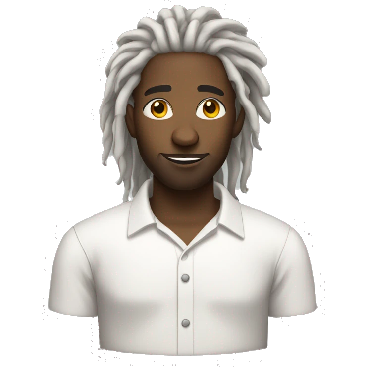 Black man wearing a white shirt and dreadlocks emoji