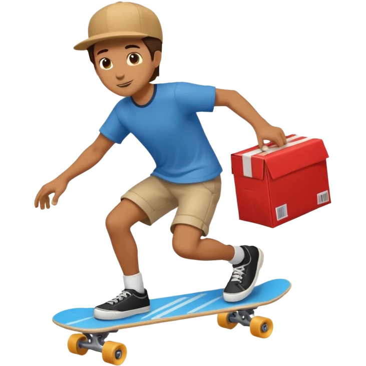 Man delivers package on skateboard  emoji