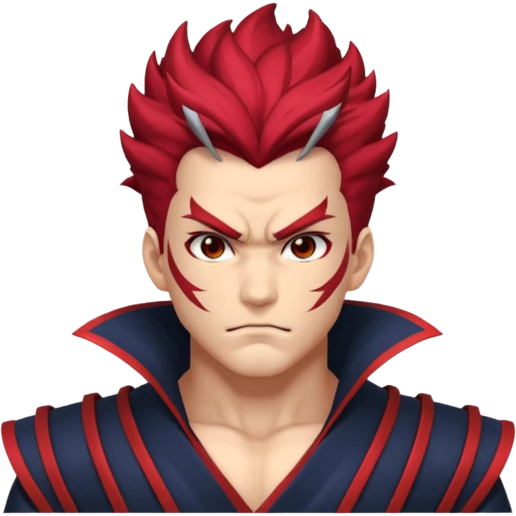 (Half body) Vox Akuma, in anime style, handsome man emoji