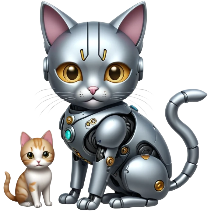 Cyborg with tiny cat emoji