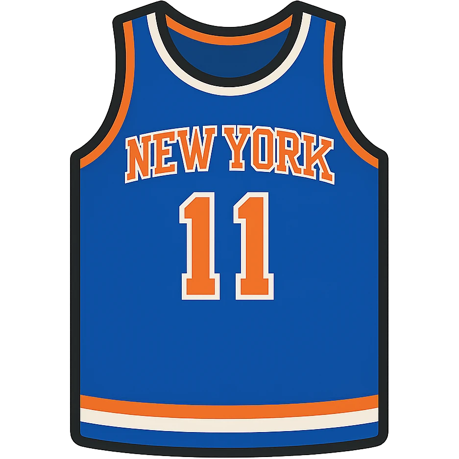 flat toon style new york knicks basketball jersey featuring the number 11 emoji