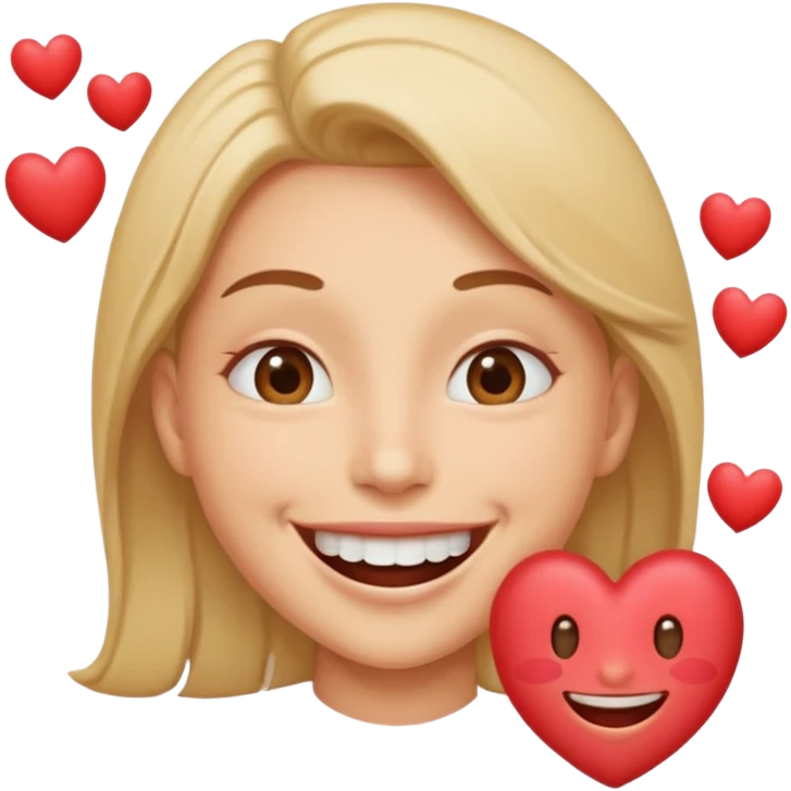 Una cara con una sonrisa tan amplia que la mitad inferior parece salirse del círculo del emoji. Se puede añadir un efecto de "espray" de pequeñas partículas de alegría (como mini-corazones o destellos) que salen de la boca. emoji