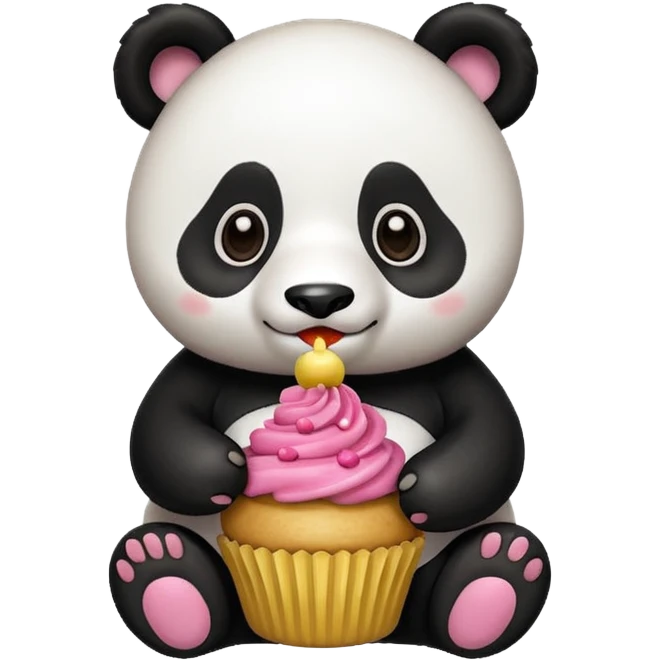 panda with cupcake emoji