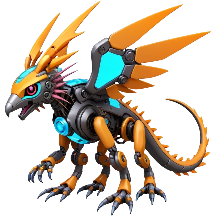  exotic futuristic warm-colored modern colorful neon-colored cyber-Fakémon-Digimon-Trico-creature emoji