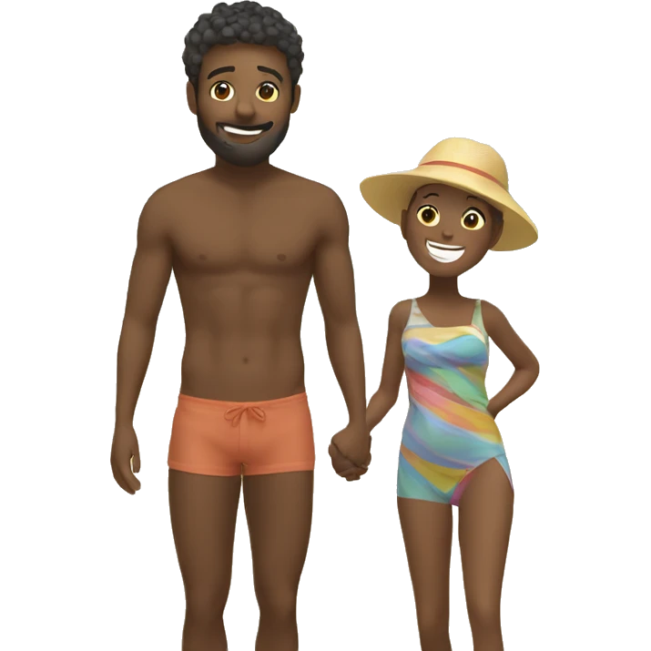 Son and mother enjoying the beach emoji