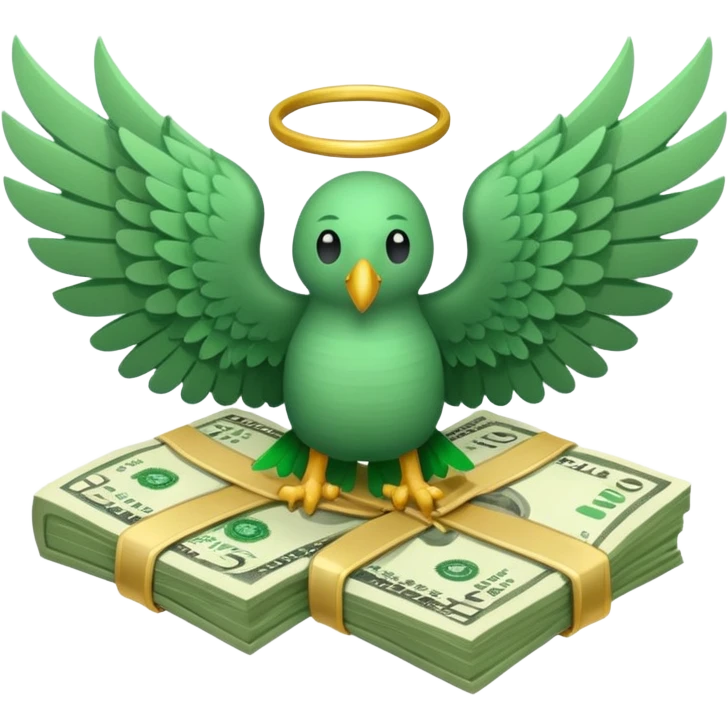 un fajo billetes de dólares con alas emoji
