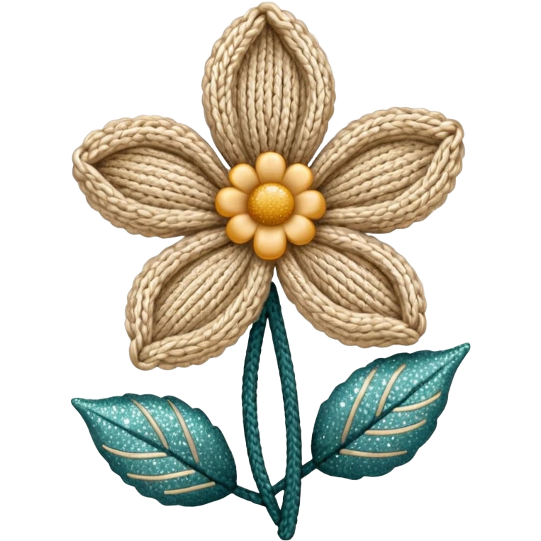 Knit flower with beige glittery design emoji