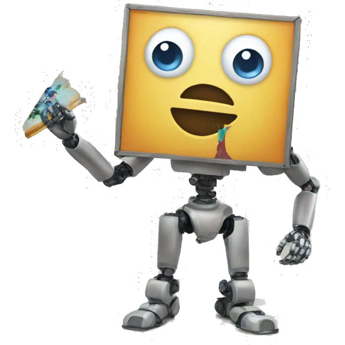 artificial intelligence holding its painting emoji