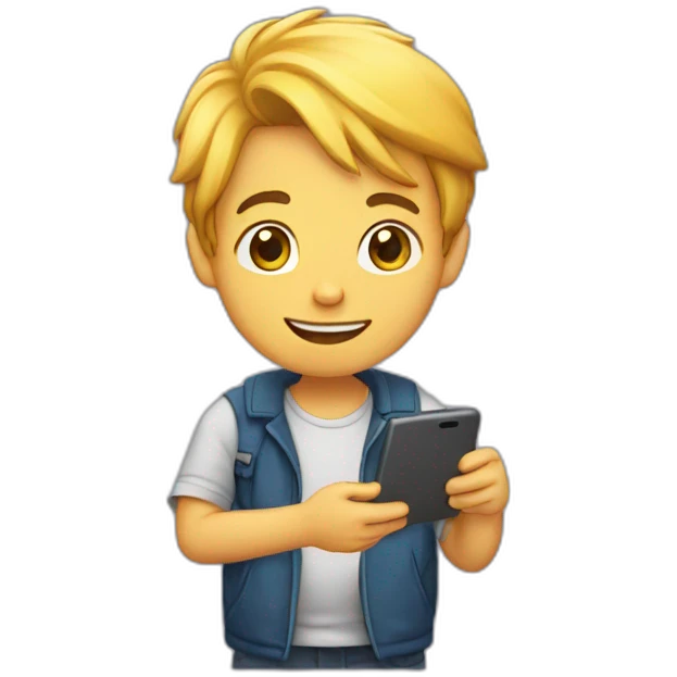 boy scrolling phonne emoji