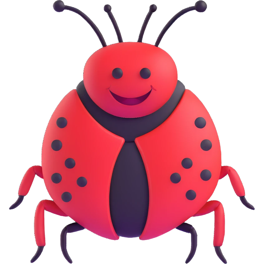 laughing red bug with black points emoji