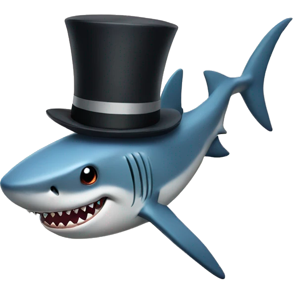 Shark with a top hat emoji