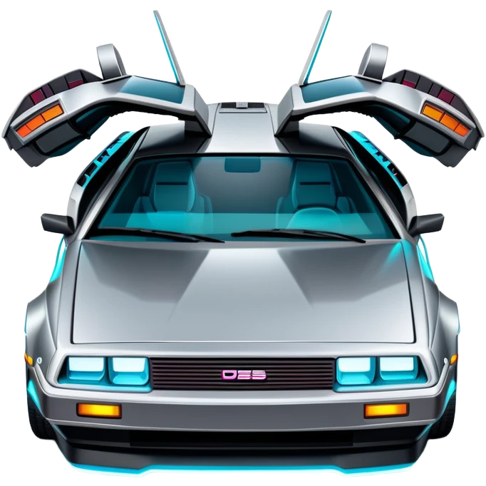 futuristic DeLorean car with glowing Tron-inspired lines emoji