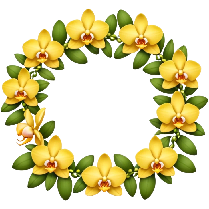 Yellow orchid flower garland emoji