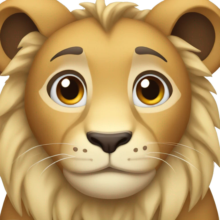 lion cub with dark brown eyes and little brown mane looking surprised emoji