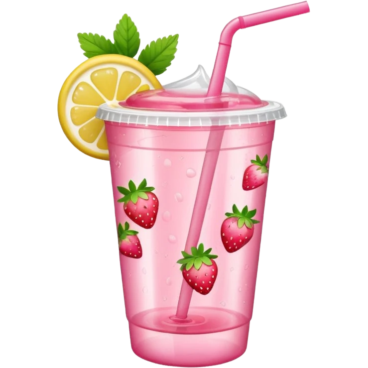 strawberry lemonade in a plastic cup emoji