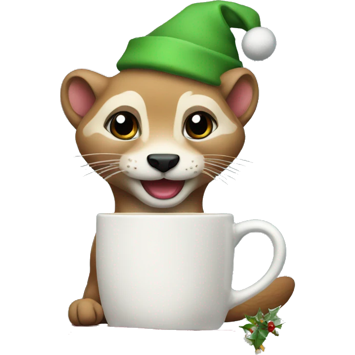 a weasel with a christmas mug emoji