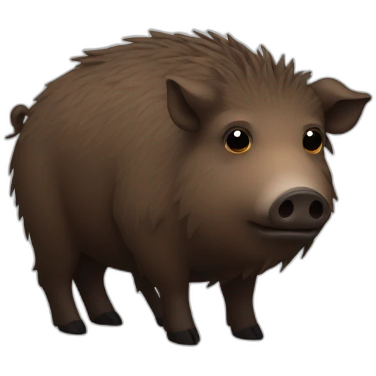Sad brown boar with stubble in a black winter ha emoji