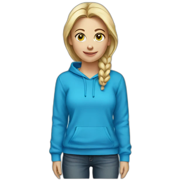 white woman blue sweatshirt emoji