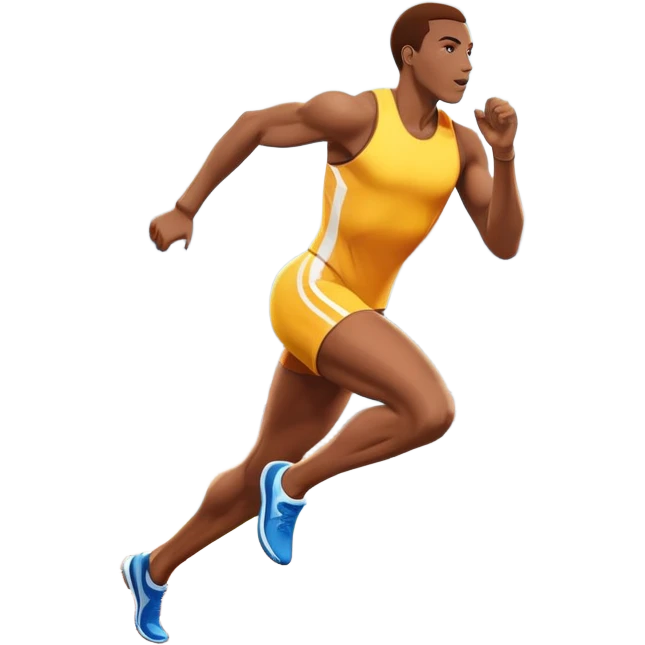 An icon featuring a vibrant stadium with cheering fans, bright lights, and a clear sky. an athlete sprinting on a track, with powerful strides and determination. The athlete's motion is dynamic, emphasizing speed and competition. emoji