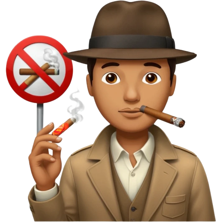 „no smoking“ street sign with a man who smoks cigar emoji