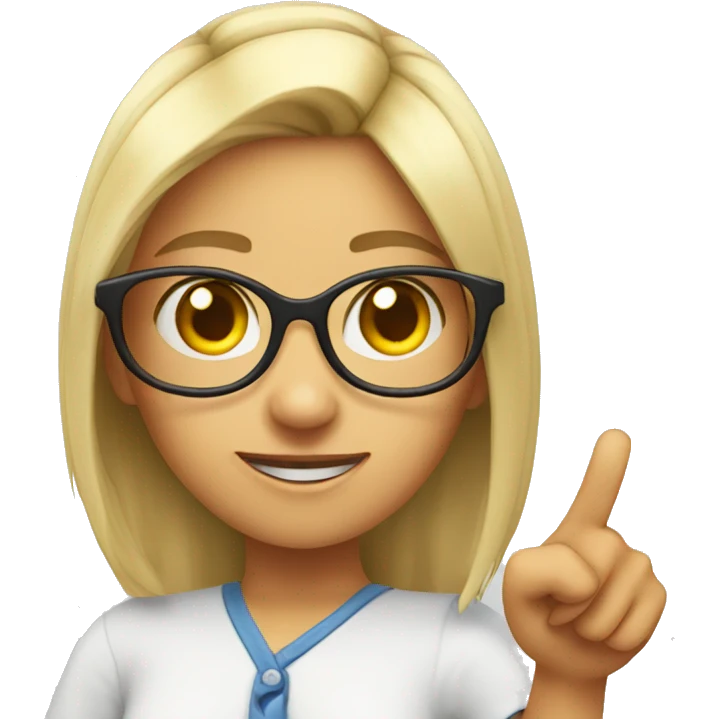 Girl nerd emoji with finger pointing up  emoji