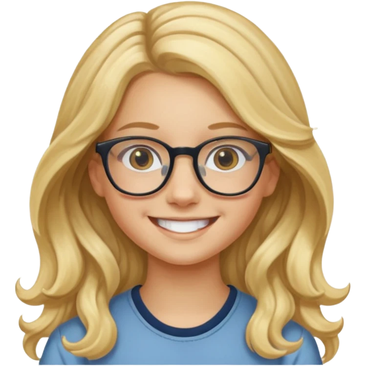 Fille 13 ans qui a des cheveux long et blond et wavy avec des lunettes emoji