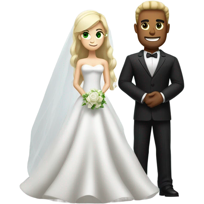 Black bread strong man wedding with blode woman green eye emoji