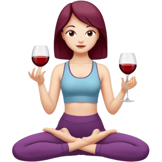 Девушка занимается йогой с бокалом вина  emoji