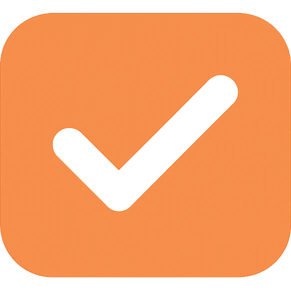 2D orange square with a white check mark inside, flat icon emoji