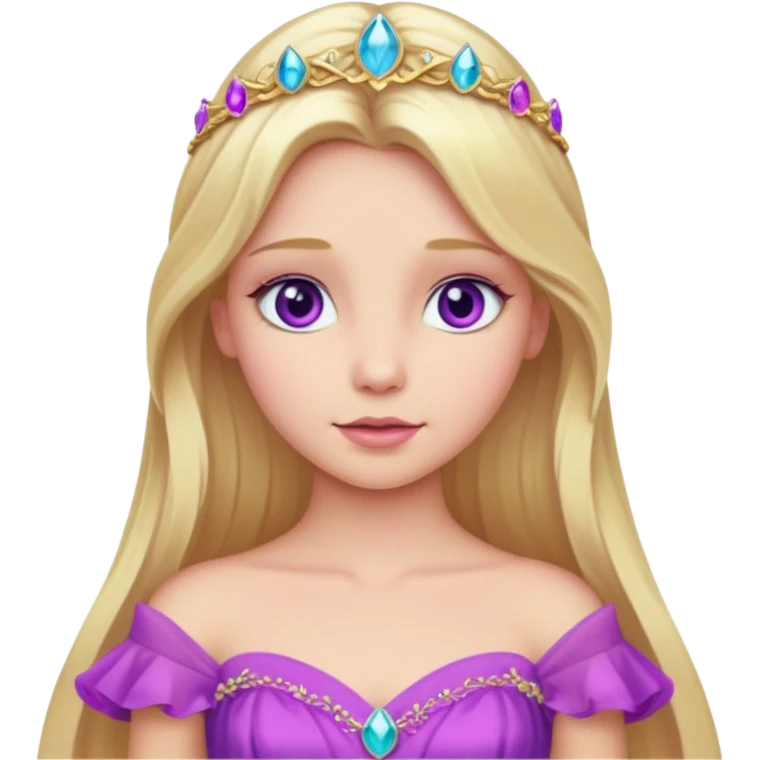 Aurora with long blonde hair, violet eyes, pink outfit emoji