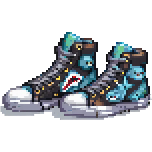 sneakers with shark design emoji