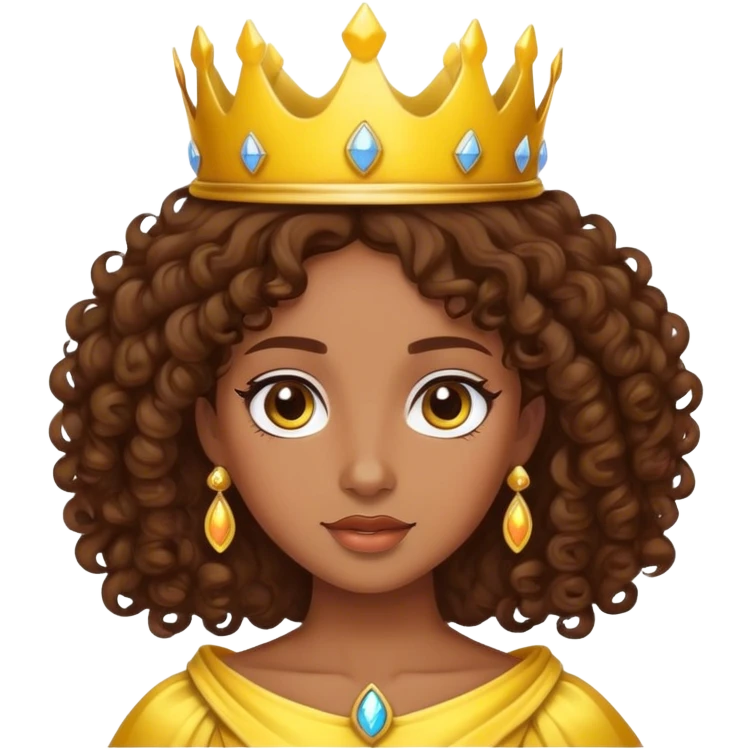 create for me an enoji of a curly haired princess with brown hair and a yellow crown emoji