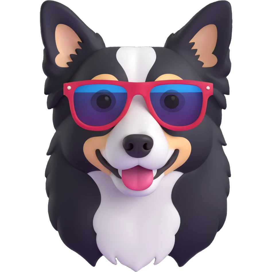 border collie wearing sunglasses emoji