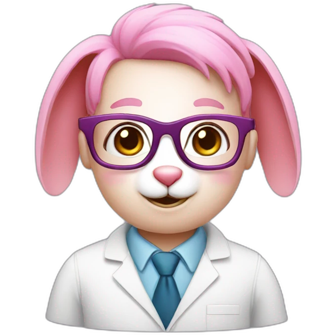 Specialist pink rabbit with glasses emoji