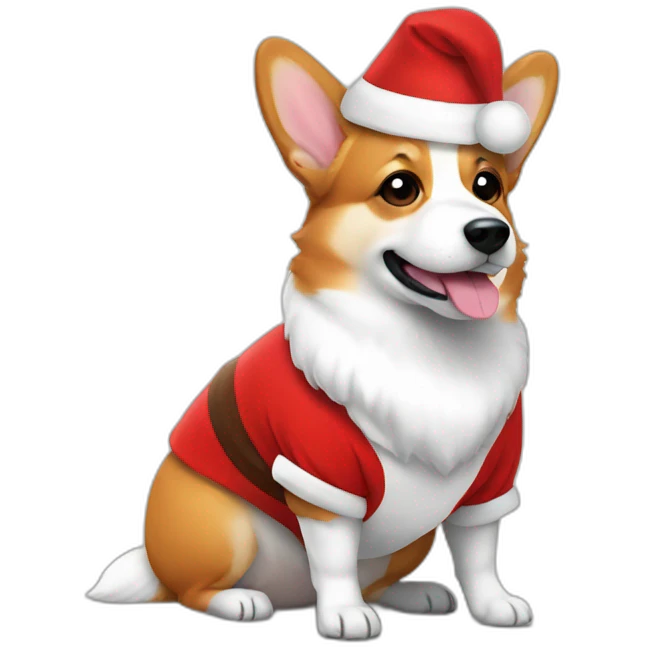 Corgi side body wearing santa costume emoji